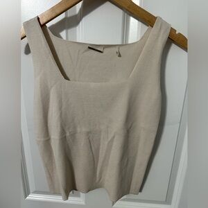 Elie Tahari Elegant Cream Knit Sleeveless Top